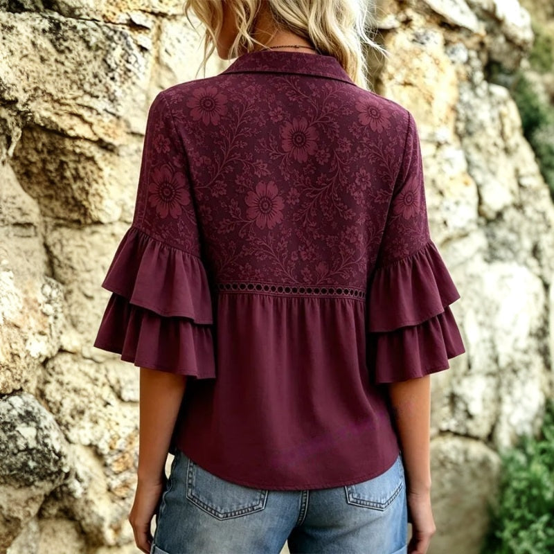 Vintageblus Med Blommönster