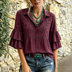 Vintageblus Med Blommönster
