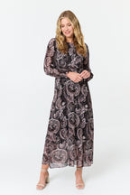 Paisley Tie Waist Layered Maxi Dress