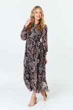 Paisley Tie Waist Layered Maxi Dress
