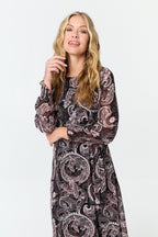 Paisley Tie Waist Layered Maxi Dress
