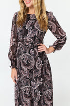 Paisley Tie Waist Layered Maxi Dress