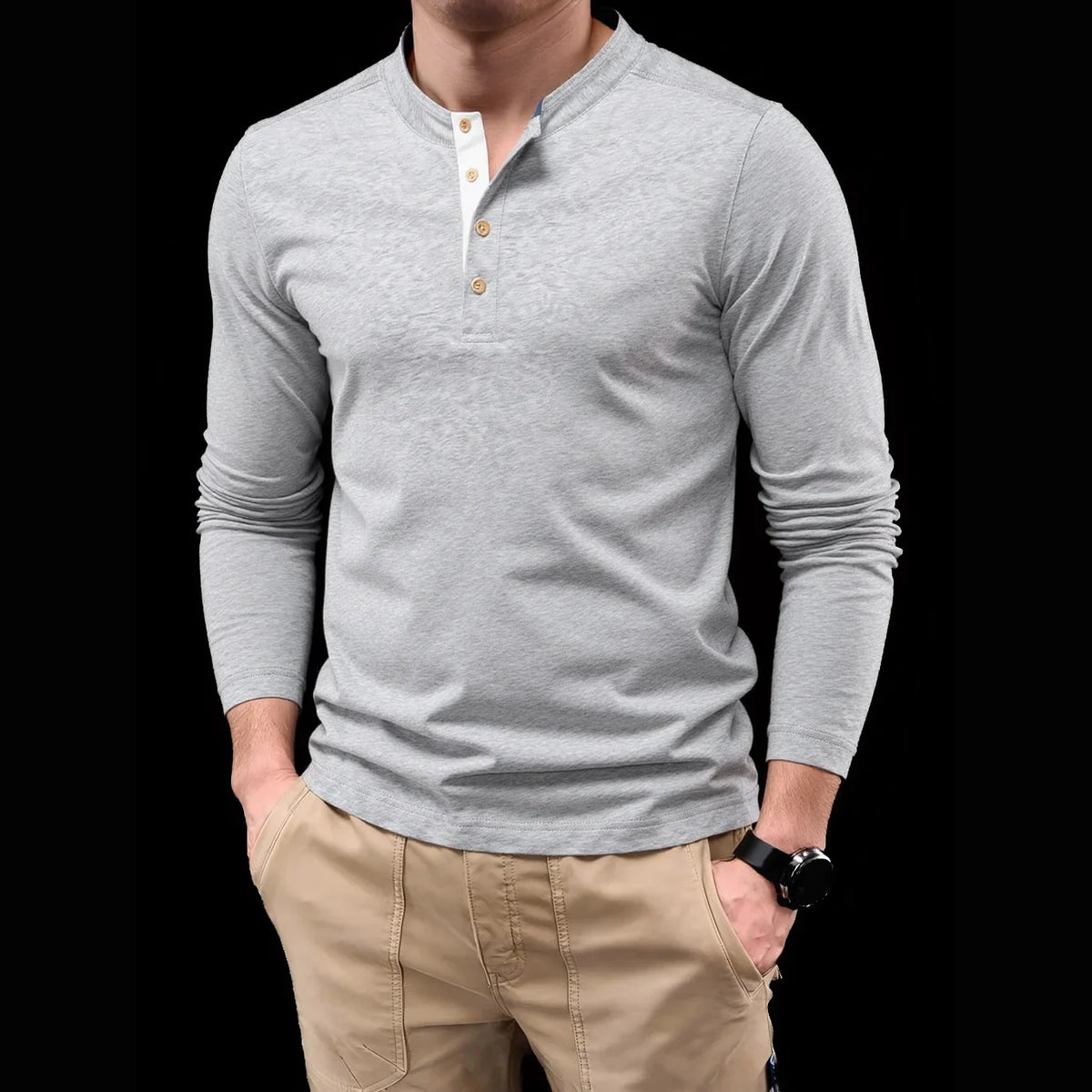 Beeckhoven™ | Långärmad Henley Skjorta för Herr