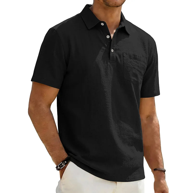 Nordholm Stockholm™ | Linne Herr Polo T-shirt med Korta Ärmar