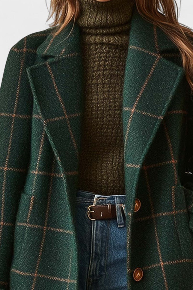 Yrsa™ | Elegant tweedfrakke i ternet mønster