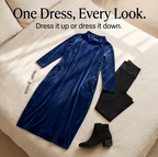 Velvet Midi Cocoon Dress for Women with Convenient Pockets