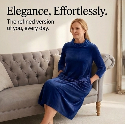 Velvet Midi Cocoon Dress for Women with Convenient Pockets