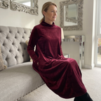 Velvet Midi Cocoon Dress for Women with Convenient Pockets