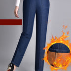 Damjeans med sidofickor och elastisk midja